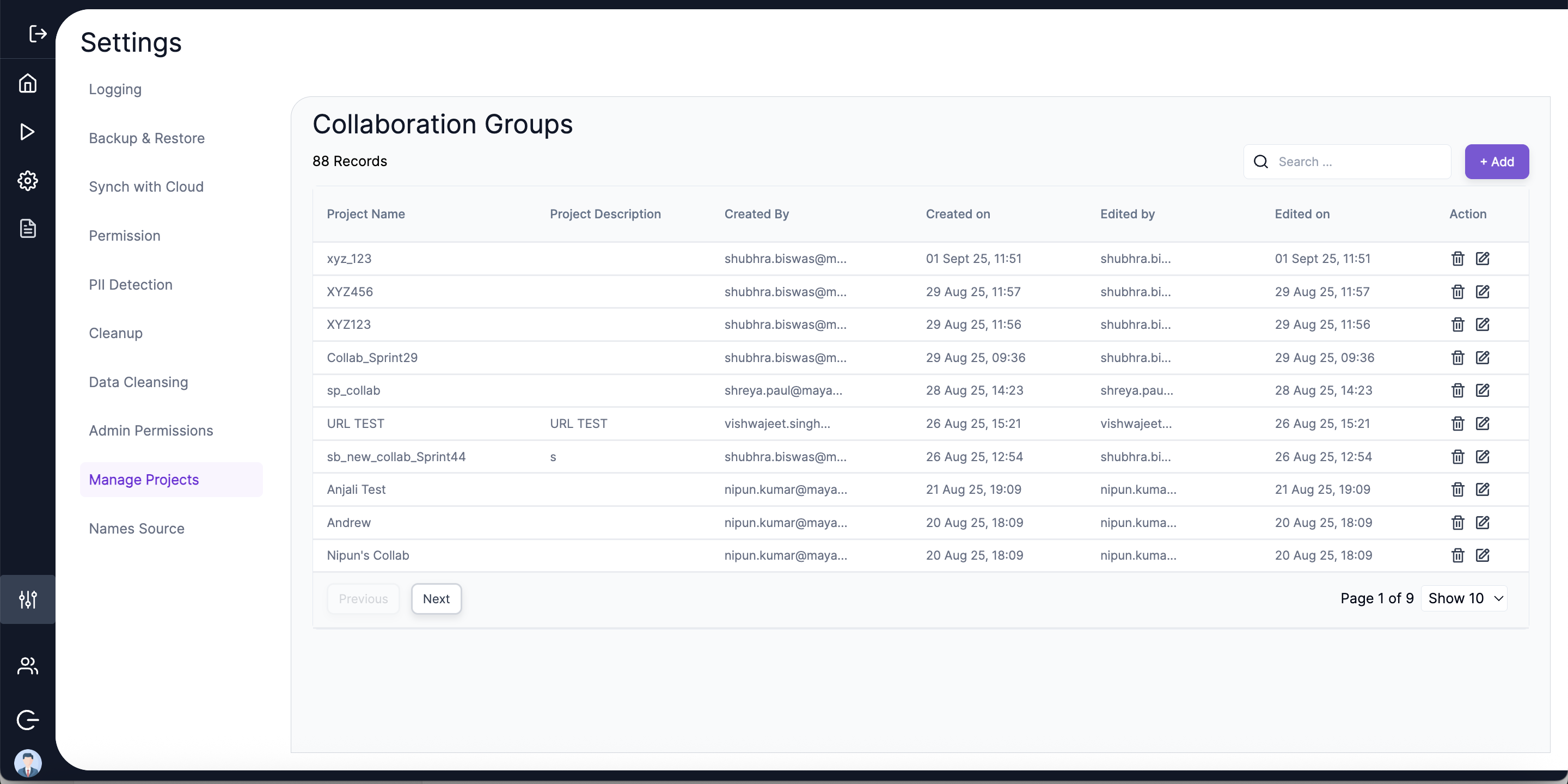 Collaboration Group View Screen