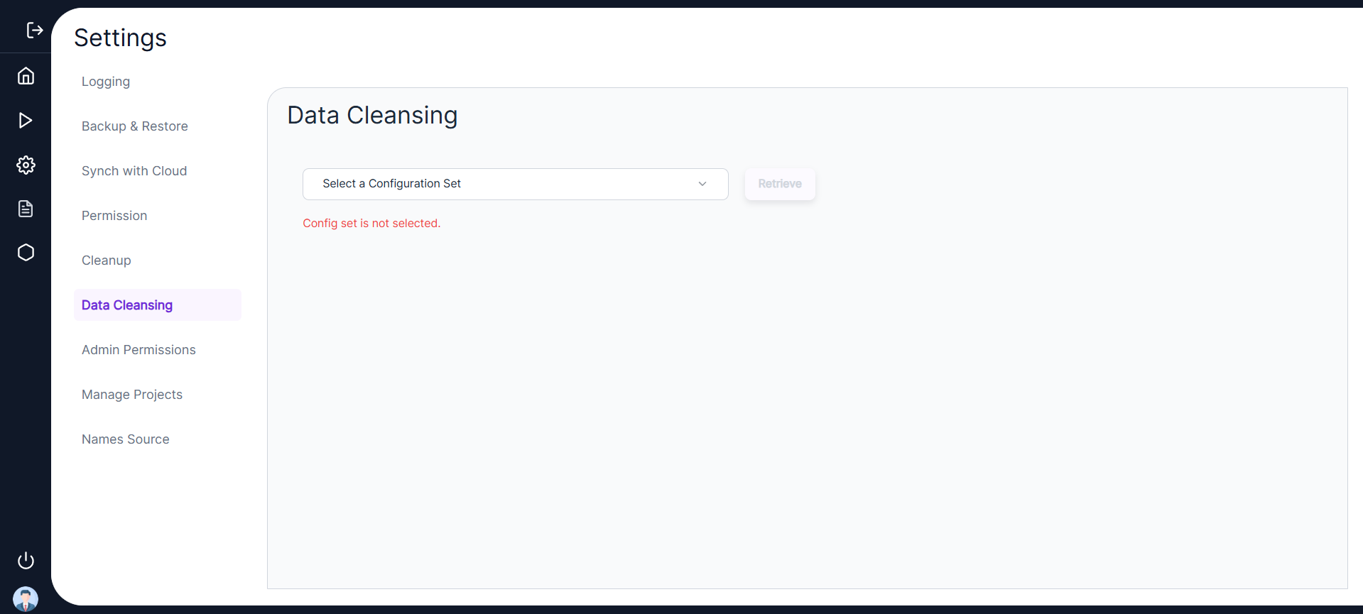 Data Cleansing Screen