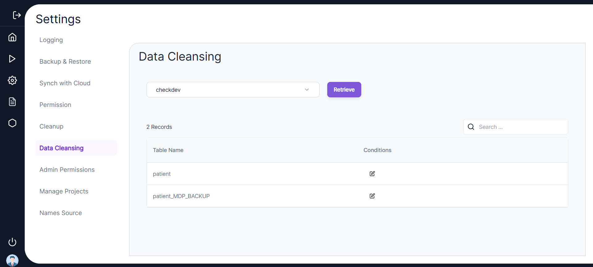 Configuration Set Screen